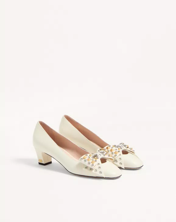 Valentino Bowow Pump In Kidskin With Studs 45Mm - Image 7